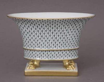 Herend Fischnetz für Asprey & Garrard - Empire Vase handbemalt 24k Gold 1999