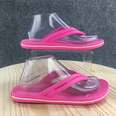 Crocs Sandals Womens 8 Crocband Flip Flops Pink Comfort Toe Post Slip On Flats