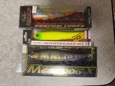 3-piece lure setEergreen Amazon, Daiwa Morethan, Megabass Megadog X