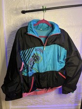 Vintage 80s 90s Colorblock Windbreaker Jacket – Turquoise Pink Abstract 