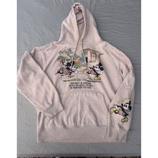 Disney Mickey Mouse Minnie Hoodie Oatmeal Heather Graphic Sweatshirt M