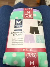 Member's Mark 3 Pack Cartwheel Shorts Black, Purple,Green Medium 7/8 Girls