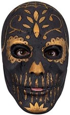 Máscara Catrina Tallada Dorada Calavera Muerta Vestido Elegante Halloween Disfraz Accesorio