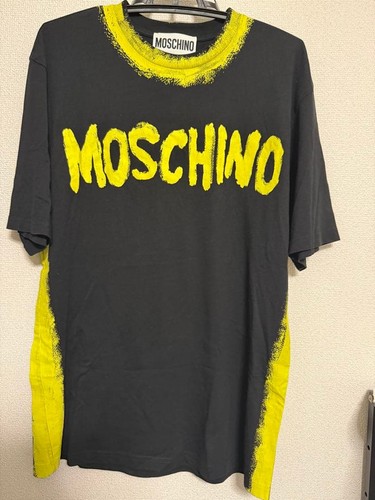 Moschino Couture, MOSCHINO COUTURE Vintage T Shirt Black Yellow Logo Paint Design M