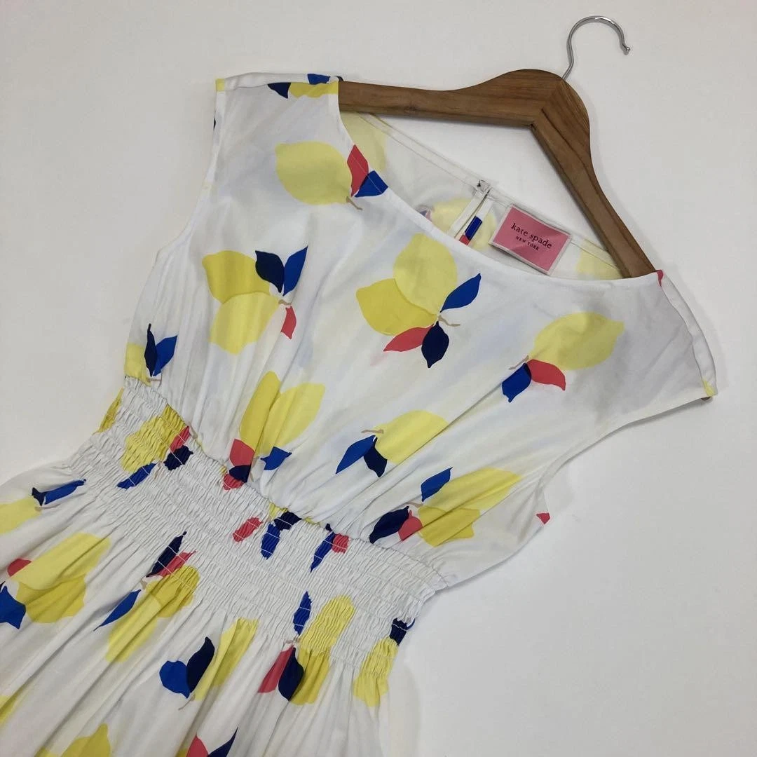 Abito Kate Spade stampa limone 2 bianco