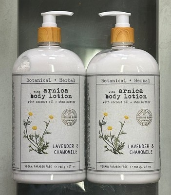 (2-Pk) BOTANICAL + HERBAL Coconut Oil Shea ARNICA BODY LOTION Lavender Chamomile