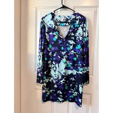 Diane von Furstenberg DVF Reina 100% Silk Floral Dress Size 6 Long Sleeve