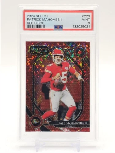 PATRICK MAHOMES II 2024 SELECT CLUB LEVEL RED DISCO PRIZM /49 PSA 9 Q5167