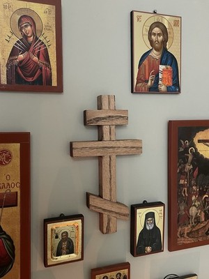 Orthodoxes Wandkreuz Handarbeit massiv Eichenholz   Christliches Wandkruzifix