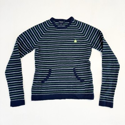 Kidsmadehere Boys Striped Knit Frog Sweater Kangaroo Pocket Size Small