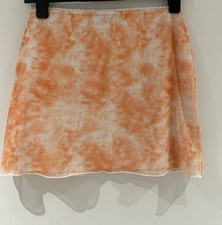 PRETTYLITTLETHING Short Skirt Size 12  Orange & White with Elasticated Waist