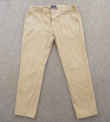 Mr Marvis Pants Mens 38 Flat Front Chino Cooler Days Elastic Waist Mid Rise Prep