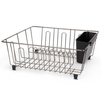 Small Dish Drying Rack and Drainer, Compact Kitchen Countertop Dish Rack, Chrome