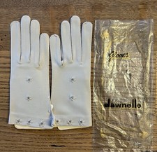 Vintage Dawnelle Nylon Gloves Embroidered Floral Size 6.5 Double Stitched MCM