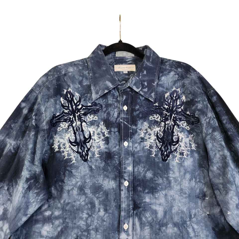 Eighty Eight Mens Vintage Y2K Tie Dye Button Down Shirt Size XL Affliction Style - Image 2 of 4