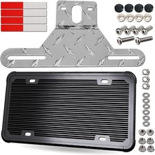 Trailer License Plate Bracket Holder - Truck/RVs/Boats Aluminum Car Tag Black