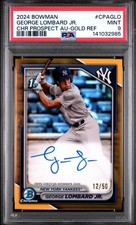 2024 BOWMAN CHROME PRSPCT AUTOS GOLD REFRACTOR GEORGE LOMBARD JR. 12/50 PSA 9