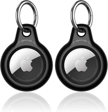 2 Pack Airtag case with Keychain Air tag Case with Key Ring for Apple Tags
