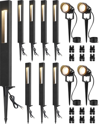 12-Pack Low Voltage Pathway Lights Wired with Spotlights LED Outdoor Landscape L