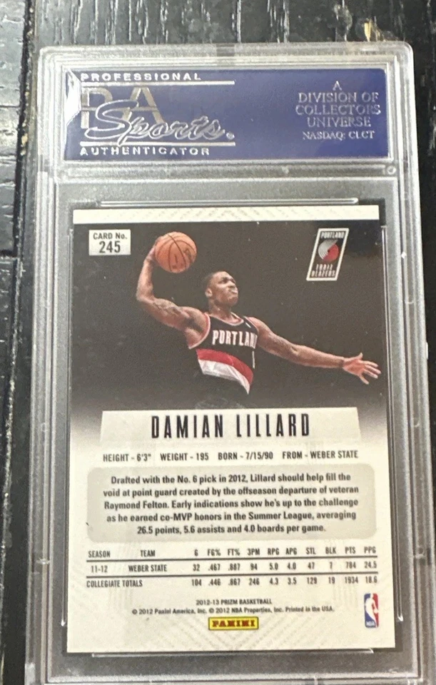 2012-13 Prizm Damian Lillard ROOKIE AUTO RC #245 Leaf COA Authenticated PSA/DNA - Image 2 of 4