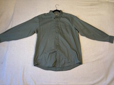 LL Bean Button Down Shirt L/S Dark Green Wrinkle Resistant Men s Size Large