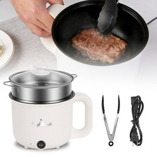1.8L Hot Pot Electric w/ Steamer Rapid Noodles Cooker for Egg Fried Rice Ramen