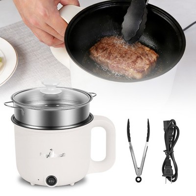 1.8L Hot Pot Electric w/ Steamer Rapid Noodles Cooker for Egg Fried Rice Ramen
