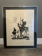 Vintage Midcentury Pablo Picasso Don Quixote Lithograph Framed Art Original MCM