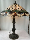 Vintage Colorful Tiffany Style Stained Glass Table Lamp 26X21 Tested !!!