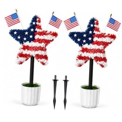 2 Pack Star Topiary Trees for 4th of July Decoration, Artificial Star Trees