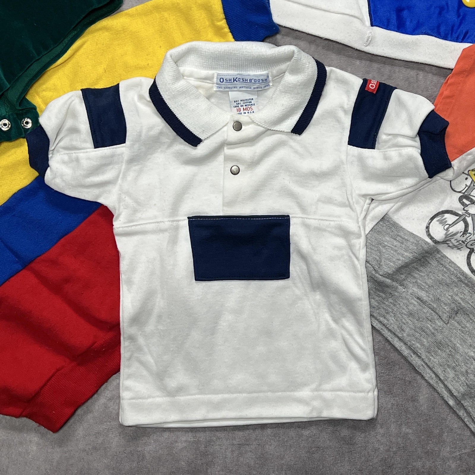 Vintage 90s Baby Boys Outfit Set 18 Months Carters Osh Kosh B'Gosh Stork Club image 2