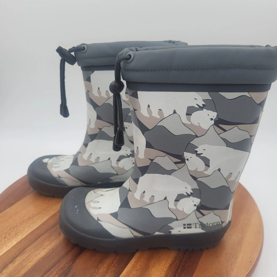 Botas de lluvia Tretorn para niños con oso polar forradas con cordón ¡Bonitas! Foto 2 de 4