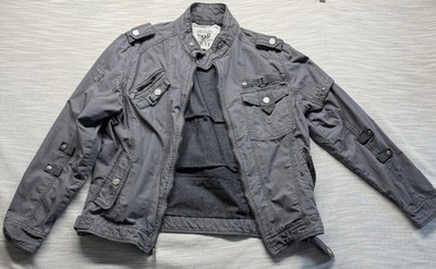 Y2K Vintage X-Ray  Jacket Men s Full Zip Dark Gray Collared Size M Hip Hop