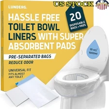 Portable Toilet Waste Bags W/ Absorbent Pads Travel Camping Emergencies New