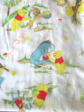 VTG 26X49 DISNEY WINNIE THE POOH  FRIENDS COTTON FABRIC FITTED BABY CRIB SHEET