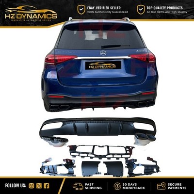 FÜR MERCEDES GLE SUV W167 MATT SCHWARZ HECKDIFFUSOR + AUSPUFFBLENDEN 2019+ GLE63