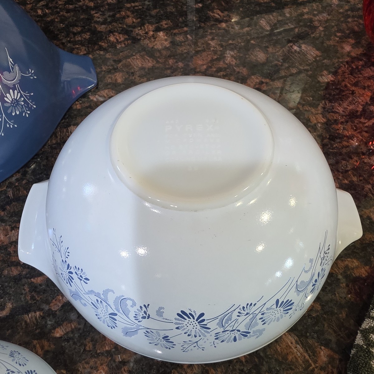 Vintage Pyrex Colonial Mist Cinderella set3 Nesting Bowls 441 443