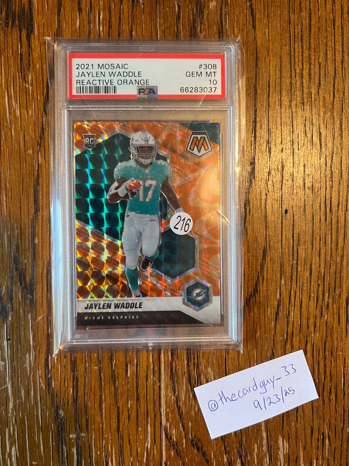 2021 PANINI MOSAIC #308 JAYLEN WADDLE REACTIVE ORANGE PSA 10