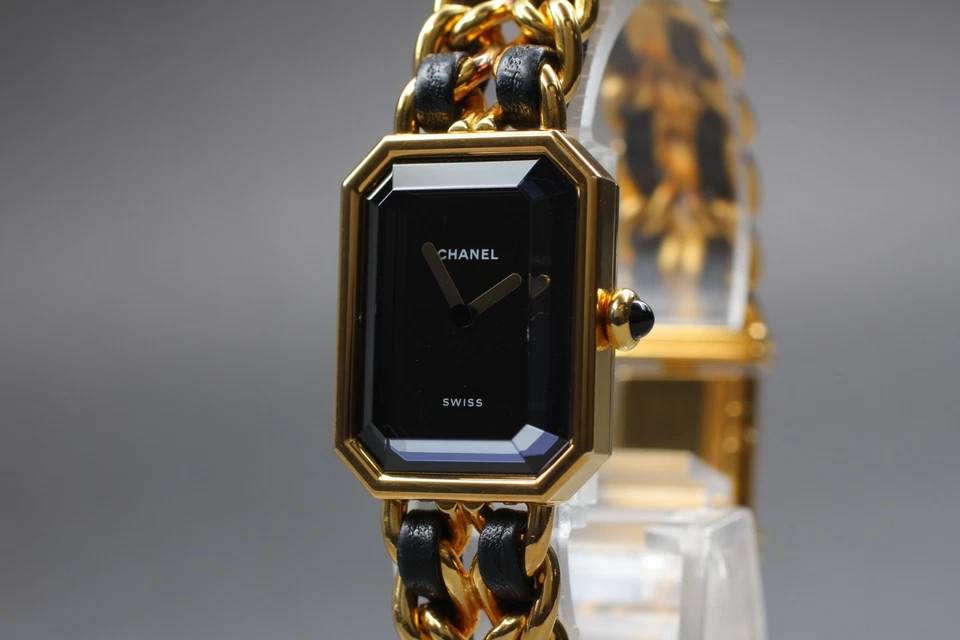 复古香奈儿 Premiere L 码 H0001 黑色表盘金色石英女式手表日本 — 第 4/4 张图片