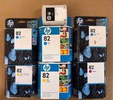 Lot 7 Genuine HP 10 C4844A Black 82 Color 28ml Ink Set OEM