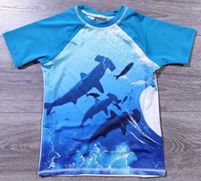 Lands End Swim Shirt Toddler Boys XXS 2-3 Shark Ocean Beach Rash Guard Kids