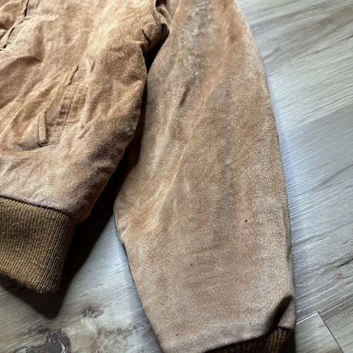 Vintage Robinson's Men's Genuine Leather Suede Brown Bomber Jacket Large - Picture 2 of 13
