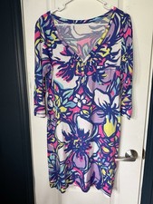 Lilly Pulitzer Women's Floral Print Size Large Dress 3/4 Sleeve