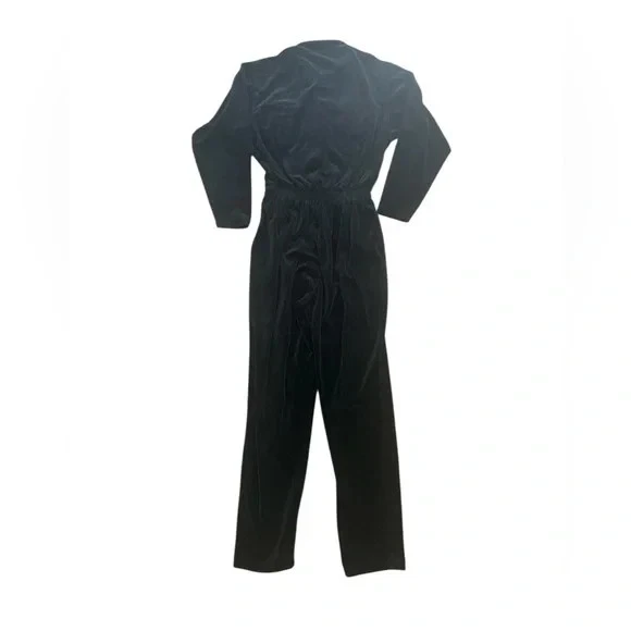 Винтажный Lizsport черный бархат флисовый комбинезон бархат размер средний 90-х Y2k - Изображение 3 из 4