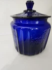 Vintage Anchor Hocking Mayfair Cobalt Blue Biscuit Cracker Cookie Jar