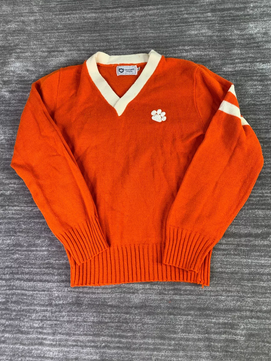 Vintage Clemson Tigers Sweater Adult Small Collegiate South Acrylic V neck NCAA