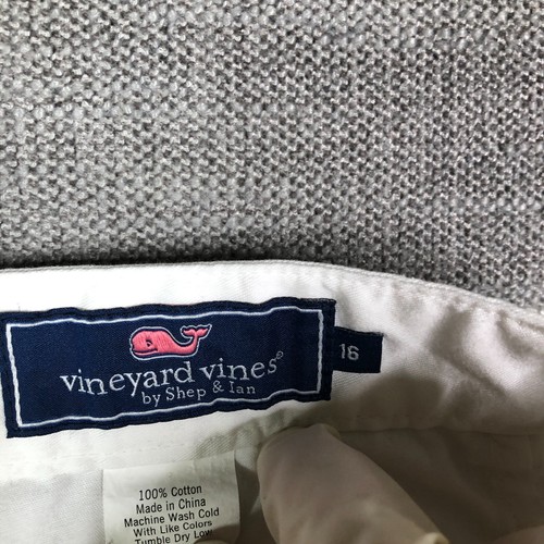 Vineyard Vines Pants Boys 16 28 White Chino Patriotic Whale Embroidered Straight - Picture 5 of 10