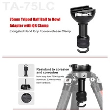 SUNWAYFOTO TA-75LC 75MM/3" Tripod Bowl Adapter w/ QR Clamp Half Ball To Bowl