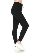 Womens Relaxed fit Jogger Pants - Track Cuff Sweatpants with Pockets Black Large