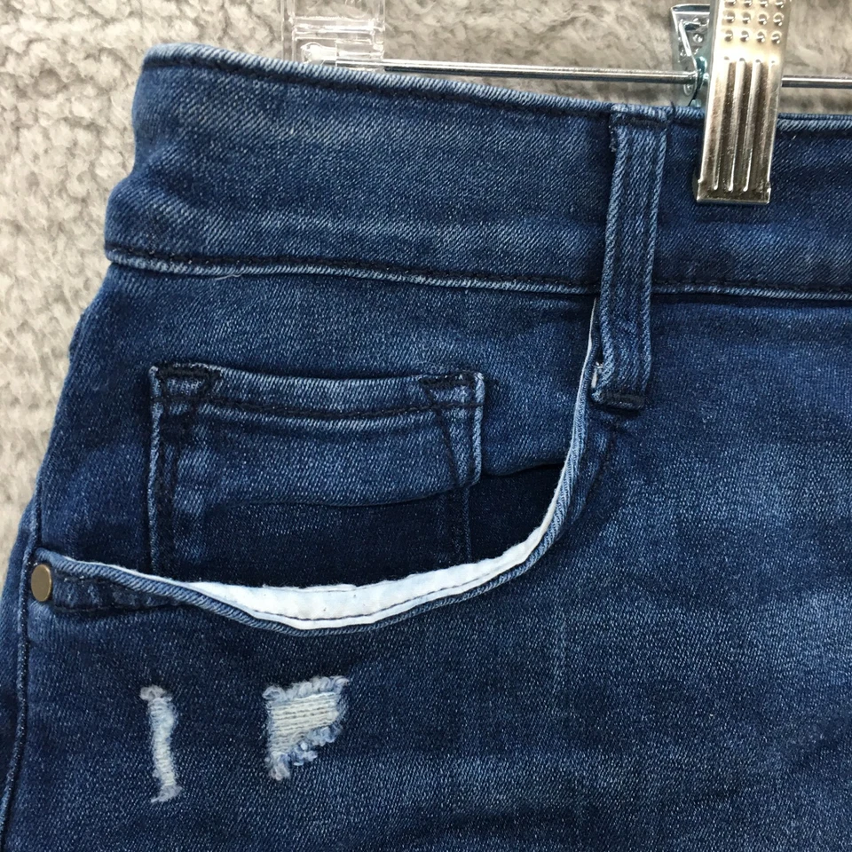 Pantalones Cortos Nine West Corte Para Mujer 18 Azul Lavado Oscuro Denim Tiro Alto Cremallera Botón Mosca Foto 2 de 4